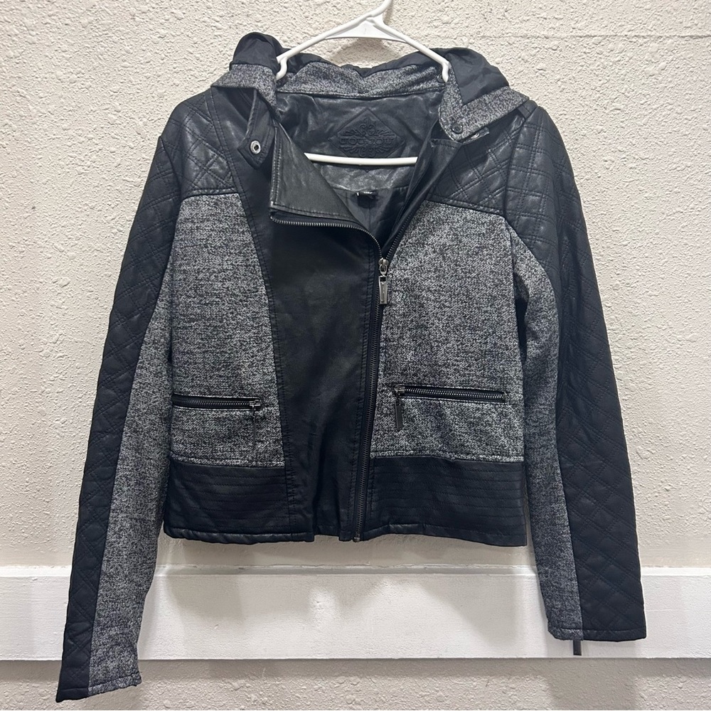 JOU JOU Faux Leather/Fabric Moto Juniors Jacket Size Medium